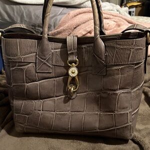 Dooney & Bourke Crocodile-Embossed Brown Tote
